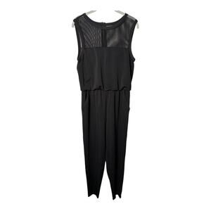Maggy London Black Sleeveless Jumpsuit w/ Mesh Top & Back Exposed Zipper Sz Sm